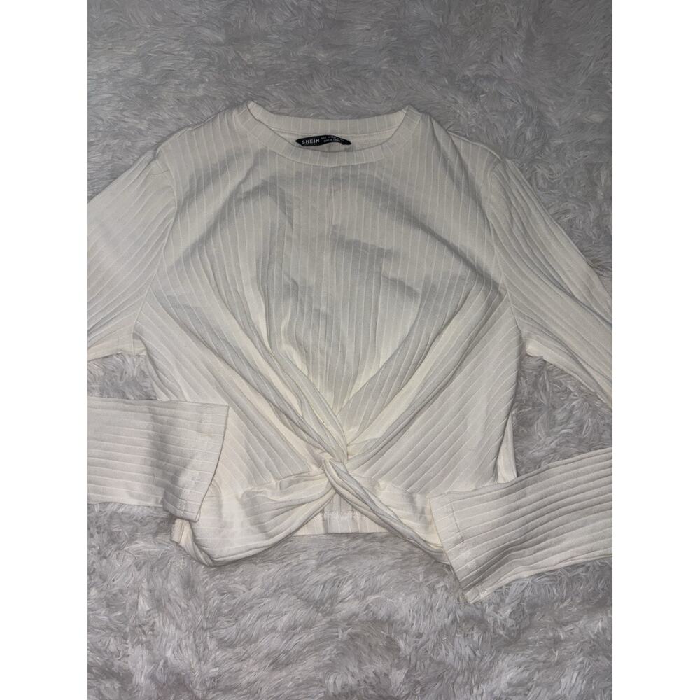 Shein Women’s L Cream Ribbed Long Sleeved Tee. Exc. Condition